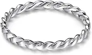 [AVECON] 2MM 925 Sterling Silver Simple Promise Ring Stacking Eternity Engagement Bands Ring for Her Size 6-10