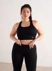 [aim'n] Black High Support Ribbed Bra