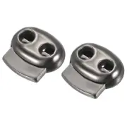 Cord Lock Stopper End 10Pcs, Plastic Double Hole Stopper Spring Toggle Black