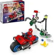 LEGO Super Heroes Marvel Motorcycle Chase: Spider-Man vs. Doc Ock 76275 Buildable Toy for Kids with Stud Shooters and Web Blasters,for Boys and Girls Aged 6 and Over
