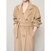 在飛比找ETMall東森購物網優惠-經典駝色中長款外套雙面羊絨大衣