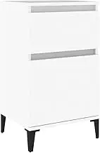 'vidaXL White Bedside Cabinet – Engineered Wood Bedside Table with Ample Storage, Smooth Surface and Moisture Resistance, 40x35x70 cm