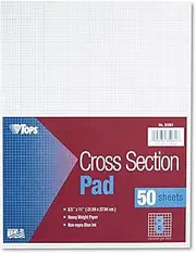 TOPS Cross Section Pad, 1 Pad, 8 Squares/Inch, Quadrille Rule, Letter Size, White, 50 Sheets/Pad, 1 Pad (35081)
