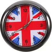 Dashboard Car Clock Mini Tiny Small Luminous Car Vent Clocks Watch Union Jack Shaped for Dashboard Boat Bike Home Black (Without Battery)