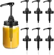 6 Packs Mason Jar Pump Lid Set Syrup Honey Sauce Dispenser Pump Lids Airtight Leak-Proof 2.9 Inch Stainsteel Steel Lids for Jam Ketchup Sauce Coffee Syrup