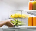 Large Clear Fridge Organiser Drawer - Stackable Storage for Kitchen, Freezer, Pa