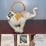 New w/ Tag ANIMALS & CO Jenny Lind Collectible Porcelain Bamboo Elephant Teapot
