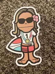 SUNBUM Sun BUM Carissa MOORE Sticker SURF Surfer GIRL Rare OLYMPIC Gold MEDAL!