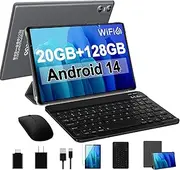 SKYEGG Android 14 Tablet 10.1 inch Tablets,20GB RAM 128GB ROM 1TB Expand,Octa-Core Processor,Dual Camera,WiFi 6,Bluetooth 5.0,6000mAh Long Battery Life with Keyboard/Mouse-Grey