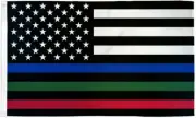 Thin Blue Green Red Line USA 3x5 Feet Banner Flag Police Firefighters Military