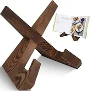 Wooden Cookbook Display Stand Holder - Adjustable, Foldable, Rustic Wood Design, Great for Kitchen Countertops, Tablets, Recipe Books, and Photos, Perfect Gift for Home Chefs and Cooking Lovers
