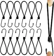 12 Pack Durable 6MM Bungee Cords with Strong Metal Hooks, Heavy Duty 6Inch Outdoor Cord Straps and Fixings - for attaching Canopy Camping Tent Side Curtains.Garage Organizer or Tie Down for Travel