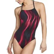 New Speedo Women's Vapor Flame Crossback Swimsuit Size 20 Black Red