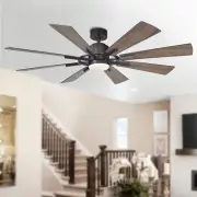 60" Modern Windmill Ceiling Fan LED Light Reversible 8 Blade Oil Rubbed Bronze