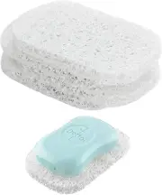 4 Pack White Soap Saver Holder Self-Draining Lift Pad for Bar Soap, Shower