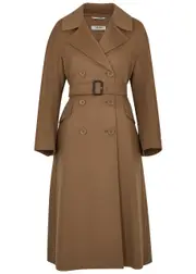 S Max Mara Eric Belted Wool Coat - Brown - 16 (UK16 / XL) 16 (UK16 / XL)