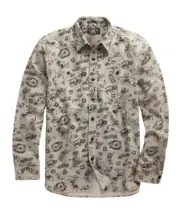 Ralph Lauren RRL Grey Brushed Cotton Western Print Chamois Workshirt New