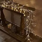 LITBLOOM Lighted Birch Garland 6FT 48 LED Battery Operated with Timer Pre-lit Twig Vine Lights for Christmas Fireplace Mantle Table Decoration Indoor Outdoor