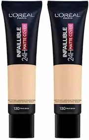 2 x New L'Oreal Infallible 24H Matte Cover Foundation 30ml - 130 True Beige