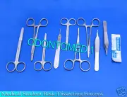 19 PCS MEDICAL STUDENT BASIC FORCEPS SCISSOR SET+SCALPEL BLADES#24