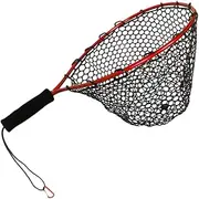 Foldable Fish Trap, Angling Landing Net, Wooden Handle Soft Rubber Mesh for Kayak, Salmon, Catfish, Bass – Easy Catch & Release