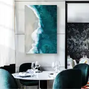 Framed Beach Wave Canvas Aerial View Ocean Print Wall Art Blue Wave White Beach