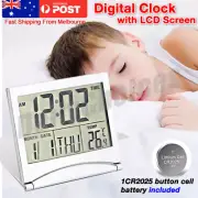 LCD Digital Silver Clock / Table Clock w/ Calendar Temperature Alarm Clock AU