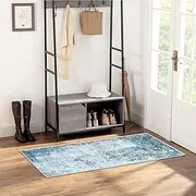 JURLEA Hallway Runner Rug Non-Slip Carpet Runner for Hallways Kitchen Living Room No Shedding Washable Lightweight Long Runners Rug (Cream/Blue, 80 x 150 cm)