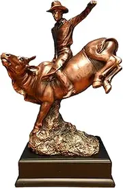 Large Bull Rider Statue in Bronze Finish