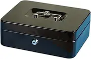 Money Box | Durable Cash Box with Lock - Locking Secure Metal Portable Saving Organizer for Valuables Home Security Document Register Business Storage Passport