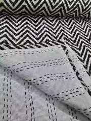 Designer Indian Kantha Hand Block Print Handmade Bedspread Blanket King Size New
