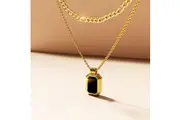 Gilded Noir Black Shell Necklace in Gold