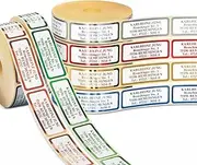 500 Embossed Address Labels De-Luxe Classic with 4 Lines of Desired Text on a Roll from Postal Company Jung