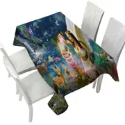 Fairy Tale Forest with a Beautiful Fairy Goddess Tablecloth