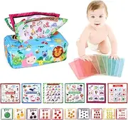 Rayouth Baby Toys 0-12 Months, Tissue Box Montessori Toys for 1 Year Old, Soft High Contrast Crinkle Sensory Toys for Toddlers Infants, Early Development Activity Toys Gifts for Baby Boys Girls