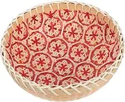 Woven Bamboo Storage Basket Round Rattan Serving Basket for Kitchen Food Storage Organizer for Fruits Vegetables More Multifunctional Home Decor