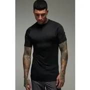 Mens Black Tall Man Active Lightweight Essentials Gym Muscle Fit Raglan T-shirt
