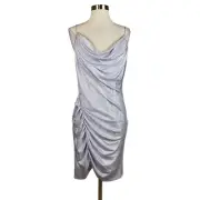 Aidan Mattox Women's Cocktail Dress Size 10 Purple Metallic Sleeveless Sheath