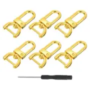 6Pcs Swivel Clasps, 0.63" D Ring Detachable Snap Hook with Screwdriver, Gold