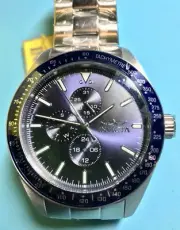 INVICTA AVIATOR 45MM DAY DATE SEIKO VH67 SWEEP BLUE SUNBURST MULTIDIAL WATCH NEW