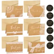 30 Pack Brown Kraft Paper 6 Design of Assorted Thank You Greeting Note Card