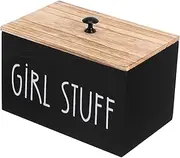 Mobestech Bathroom Tampon Holder Box Dividers Pad Storage Wood Lid Cotton Swab Organizer Laundry Pod Container Period Organizer Feminine Product Box