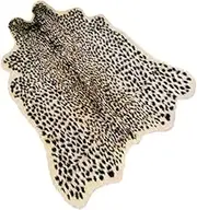 Leopard Print Rug 3.3" Wx3.1 L Feet Faux Cowhide Skin Rug Animal Printed Area Rug Carpet for Home Office, Livingroom, Bedroom