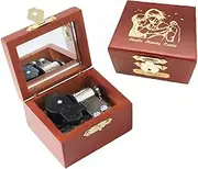 Youtang Music Box Howl's Moving Castle Carved Wood Wind Up Mechanism Musical Gift with Mirror
