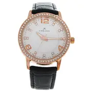 Kim & Jade 2031L-GPBLW Rose Gold/Black Leather Strap Watch by Kim & Jade for Women - 1 Pc Watch