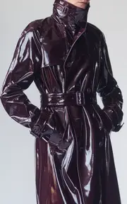 [Adam Lippes] Double-Breasted Lacquer-Canvas Trench Coat