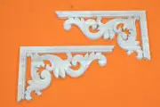 2 Wood Carved Corner Onlay Applique Frame Moulding Molding Pair Shelf Wall Trim