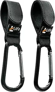 2 Pcs Black Baby Stroller Hooks for Hanging | Multipurpose Stroller Straps with Durable and Stylish Stroller Clips for Diaper Bags | The Perfect Mummy Hook for Pram, Wheelchair, Shopping and Pet Carts