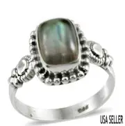 TGW 2.660 cts. Lovely Bali Artisan Hand Crafted Malagasy Labradorite Ring Sz 8