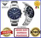 Emporio Armani AR2448 Classic Renato Silver and Blue Mens Chrono Wrist Watch